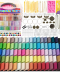 85 Color Polymer Clay Kit For Kids And Adults With 19 Sculpting Tools And 16 Accessories Oven Bake Modeling Clay Starter Set For Diy Creations And Gifts, spread with clay bars, tools, and accessories