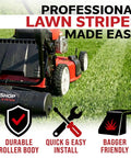 Effortless Lawn Striping Kit For 21 Inch And 22 Inch Toro Recycler Walk Behind Mowers No Tools Needed Quick Setup Creates Pro Grass Stripes With A Dry Sand Roller Not Included, showing lawn mower creating stripes.