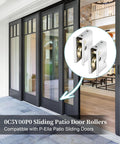 Sliding Patio Door Rollers One And One Half Inch Steel Ball Bearing Rollers Two Pack Adjustable Height Silver Finish Compatible With Pella Doors After 1992 Durable Stainless Steel Construction For Lasting Reliability And Quiet Smooth Operation On Track.