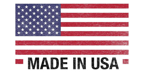 USA flag with bold text saying MADE IN USA, symbolizing American-made products.