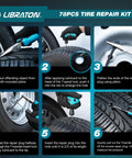 Step-by-step guide for 78 Piece Professional Tire Repair Kit With Heavy Duty Plugs Insertion Wrench Needle Nose Pliers Utility Cutter Tire Pressure Pen And Nitrile Gloves For No Hassle Roadside Flat Fixes And Road Trip Rescue.