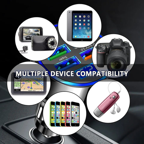 Six Port Usb C Car Charger With Pd Qc3.0 Fast Charging And Voltage Monitor Built Different Essential For Your Ride Fam Fits All iPhones And Androids Double Pack with multiple devices charging.