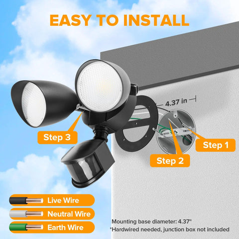 Straight Up Heavy Duty LED Security Flood Light With Wide Angle Motion Sensor And Rock Solid Weatherproof Build To Keep Your Driveway Or Backyard Brightly Lit Through Every Night
