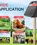 Rechargeable Fence Charger With 0.11J 10 Miles 8100V Max Output Beef Up Your Livestock Yards And Gardens With 24 Hour Uninterrupted Protection From Predators And A Solar Panel In Black