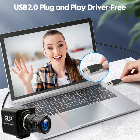 Person using 2MP Global Shutter USB Camera With 90FPS High Frame Rate, 4x Manual Zoom Lens 2.8-12mm for video conferencing