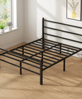 Built Like A Tank Metal Platform Bed Frame With Headboard And Footboard, 14 Inch Full Size Steel Slat Base, No Box Spring Required, Quiet Comfort With Ample Underbed Storage, No Fuss Assembly, Black.