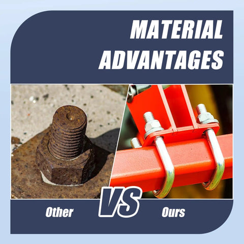 Material comparison of rusty bolt vs 4 Pack M8 Square U Bolts 2 Inch Wide 304 Stainless Steel With Nuts Plate And Washers Heavy Duty