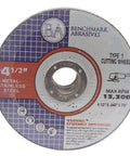 Benchmark Abrasives 4.5-in aluminum oxide cutting wheel for metal and stainless steel, .040 in thick, 7/8 in arbor – front view