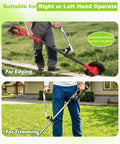 Person using Ergonomic Trimmer Handle Extension Back Saver With Adjustable Angle And Height 17 Inch Grip for edging and trimming.