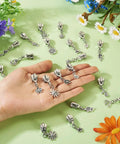 Flower Metal Zipper Pull Replacement Sliders Set 20 Pcs Durable Alloy With Platinum Finish for bags, jackets, showing on hand and table