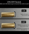 Top Tier.45 Colt And 12 Gauge Shotgun Laser Bore Sighter Cartridge showing ON/OFF switch for laser activation control.