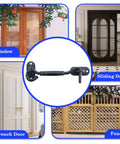Matte Black Stainless Steel Hook And Eye Latch For Doors And Barn Gates Heavy Duty Gate Latch in front of various door types.