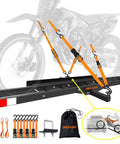 Anti-Tilt Motorcycle Hitch Carrier With 73 Inch Ramp And 47 Inch Dirt Bike Loading Ramp For Fat Tire E-Bikes Fits 2 Inch Receivers