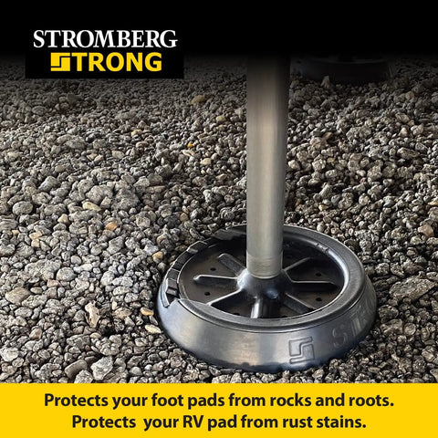 Heavy Duty RV Leveling Jack Pads Set For Campers Non Slip Round Foot Rubber Blocks 9 Inch Landing Gear on gravel