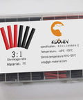 300 Piece Heat Shrink Tubing Kit With 3 To 1 Shrink Ratio And 5 Diameters For DIY Projects 1/8, 1/4, 3/16, 3/8, 1/2 Inch Black And Red