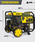 Tri Fuel Portable Generator With Electric Start And CO Shield, Runs On Gas Propane Or Natural Gas, 8125 Watt Peak Power, 389cc