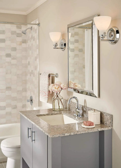 One Hole Single Handle Chrome Bathroom Faucet For Bathroom Sink With Drain Assembly Lifetime Limited Warranty shown in modern decor