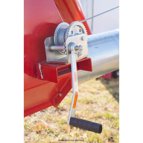 Dutton-Lainson Goldenrod 6360 winch with 3/16 in x 20 in galvanized aircraft cable on red frame