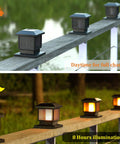 4 Pack Solar Flame Post Lights For Wood Fence Posts, Fits 4x4 5x5 6x6 Posts, Outdoor Solar Powered Fence Cap Lamps during day and night