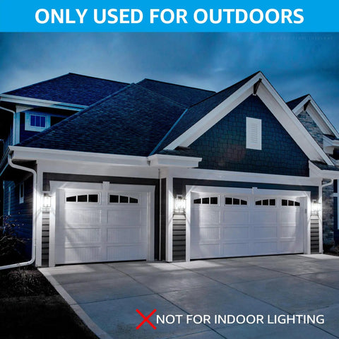 House exterior with Outdoor Dusk To Dawn A19 LED Light Bulbs With Photocell Sensor Auto On Off for Exterior Lighting