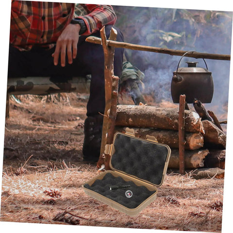 Durable Wear Resistant Multi Function Shockproof Storage Case For Outdoor Adventures Hiking Camping And Emergency Supplies Waterproof Sealed Organizer Box open on forest ground