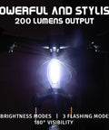 USB Rechargeable Bike Front Light With 200 Lumen LED Output For Day And Night Visibility Durable Bicycle Headlamp in dark setting