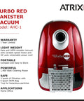 Heavy Duty HEPA Canister Vacuum Cleaner With 1400 Watt Variable Suction Motor And Three Stage Filtration That Crushes Dust Like A Champ Includes Telescopic Wand And Full Bag Indicator For Zero Sweat Operation, red canister vacuum detail.