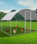 Heavy Duty Large Metal Chicken Coop With Outdoor Run, Waterproof And UV-Resistant Cover, Dome Roof Walk-In