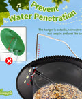 Image showing Retractable Outdoor Bird Feeder Set With Metal Hanger No Tools Needed Easy Snap Lock Install Durable Black Finish Weather Resistant Pack Of 2 demonstrating water prevention feature.