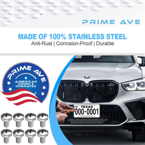 Stainless Steel License Plate Screws Set For Front And Rear, Marine Grade 18-8 Rust Proof Car Tag Fasteners, Perfect For BMW