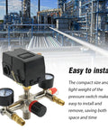 Yellow Bottom Air Compressor Pressure Switch Regulator Kit With Gauge 90 To 120 PSI Connector for industrial installation