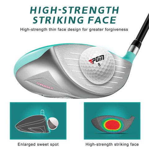 Close-up of driver from Women's 12 Piece Golf Club Set With 460cc Driver Four Woods Including Hybrid Seven Irons 5 PW SW Putter And Stand Bag