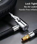 Heavy Duty Tire Inflator Hose Adapter Kit Converts To Lock Connection With All Metal Air Chuck Thumb Press Control For Schrader Thread Cars Trucks Leak Proof Fits Standard Valves Plug And Play Rock Solid Build, metal air chuck on tire hose