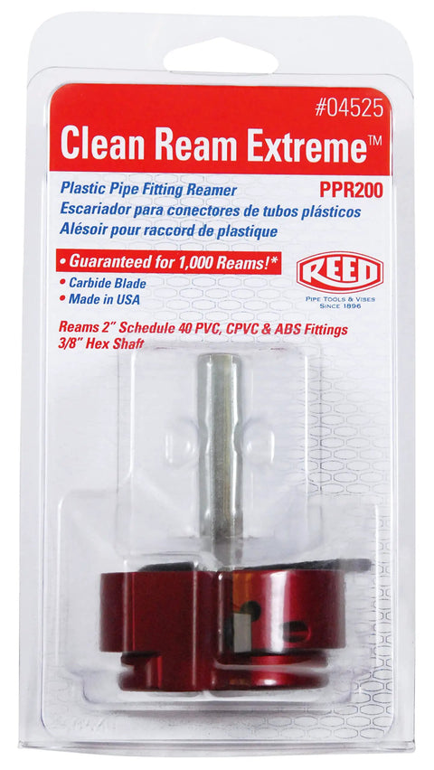 Clean Ream Extreme PVC Pipe Reaming Bit With Three Eighths Inch Hex Shaft And Two Inch Head In Packaging
