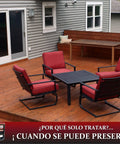 Heavy Hitter Oil Based Wood Preservative And Exterior Stain In Warm Pecan Hue visible on a polished wooden deck with red lounge chairs.