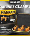 Two Pack Cabinet Clamps With Protective Case Pro Grade Solid Cast Steel Construction Built In Drill Guide With EVA Pads