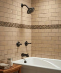 Oil Rubbed Bronze Tub And Shower Faucet With Two Handles Convertible Design Multi Setting Shower Head Washerless Brass And Copper Waterways