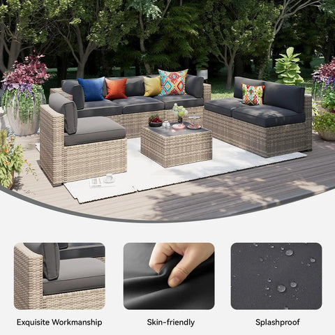 14 Piece Waterproof Patio Cushion Covers For Outdoor Furniture With Zipper And Non Slip Bottom Covers Only For Full Sofa Makeover Fits 6 Seat 6 Back 2 Side Sectional Gray on rattan outdoor sofa set