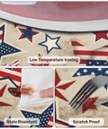 Patriotic Round Tablecloth With Elastic Edge For 40 44 Inch Tables Water Resistant Red White Blue Stars Outdoor Picnic Patio Party Cover Snug Fitted To Stop Slips And Bunching For Memorial Day Fourth Of July Celebrations showing stain-resistant and scratch-proof features