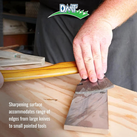 Person using Dia Sharp Diamond Knife Sharpener Bench Stone For Home Shop And Jobsite Coarse 325 Grit Flat Diamond Surface