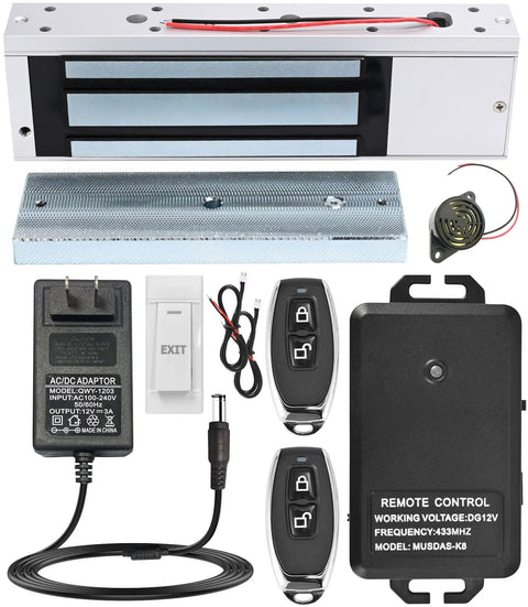 600 Pound Magnetic Door Lock Kit With Remote Control, 12V Fail Safe NC Mode, Easy DIY Installation For Smart Home Entry components