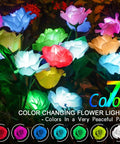 4 Pack Solar Rose Garden Lights With 7 Color Changing LEDs Waterproof Outdoor Lights For Yard Flower Bed And Pathway Vibe Decor
