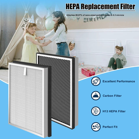 4 Pack Replacement Filters For MA Series 25 Air Purifier B1 S1 W1 3 In 1 True HEPA And Activated Carbon Filter in living room scene