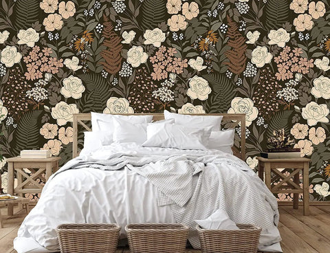 Peel And Stick Floral Wallpaper Removable Rose Leaf Pattern Vintage Wall Mural For Living Rooms And Bedrooms No Mess Easy Install