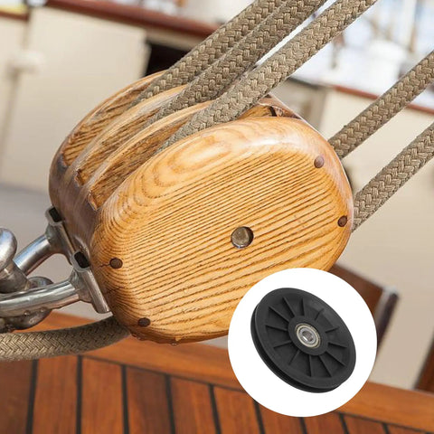 Rock Solid Heavy Duty Black Nylon Cable Pulley Wheel With Bearing Steel Core Groove Idler Design 100mm Outer Span By 10mm Bore Handles 195kg Heavy Loads For Rough Industrial Steel Wire Rope Projects And Lightning Fast Movement