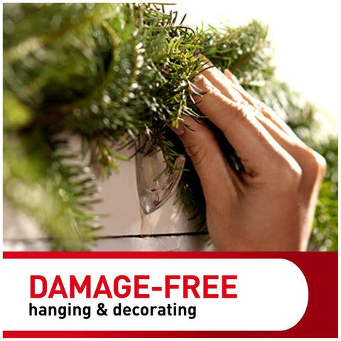 Medium Clear Damage Free Hanging Hooks Set With Six Hooks And Clear Strips For Easy Clean Wall Mounts Strong Yet Removable No Nails Needed Ideal For Dorms Apartments And Home Organization