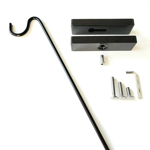 One Piece Pole Long Hook Kit For Vertical Spindled Deck Railings Twenty Seven Inch Upright Heavy Duty Hanger Fits Half Inch To One And Three Quarters Inch Spindles Perfect For Bird Feeders Flower Baskets Chimes And More
