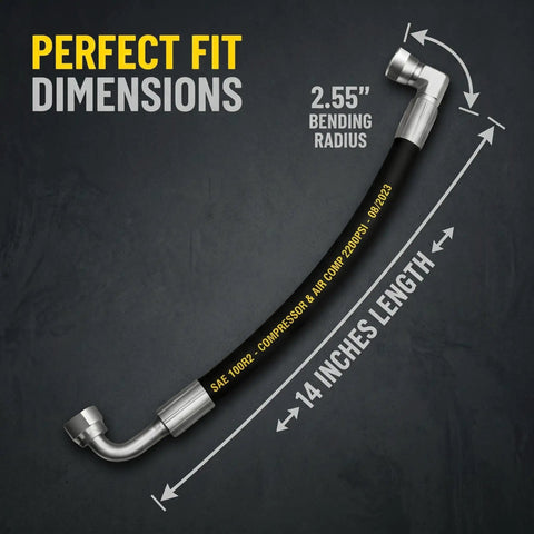 2 Pack Upgrade AW29374 Hydraulic Hose Fits Front Loaders For D120 D160 D170 H120 H130 H160 H165 14 in, 2.55 in bend radius