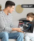 Father and child with Dual Mode RC Plane Car Toy For Kids Ages 4 To 12 2 In 1 Foam Jet Drone With One Key Switch box