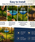 Instructions for installing Sun-Powered Bird Bath Fountain With External Solar Panel And Copper Cleaner in garden